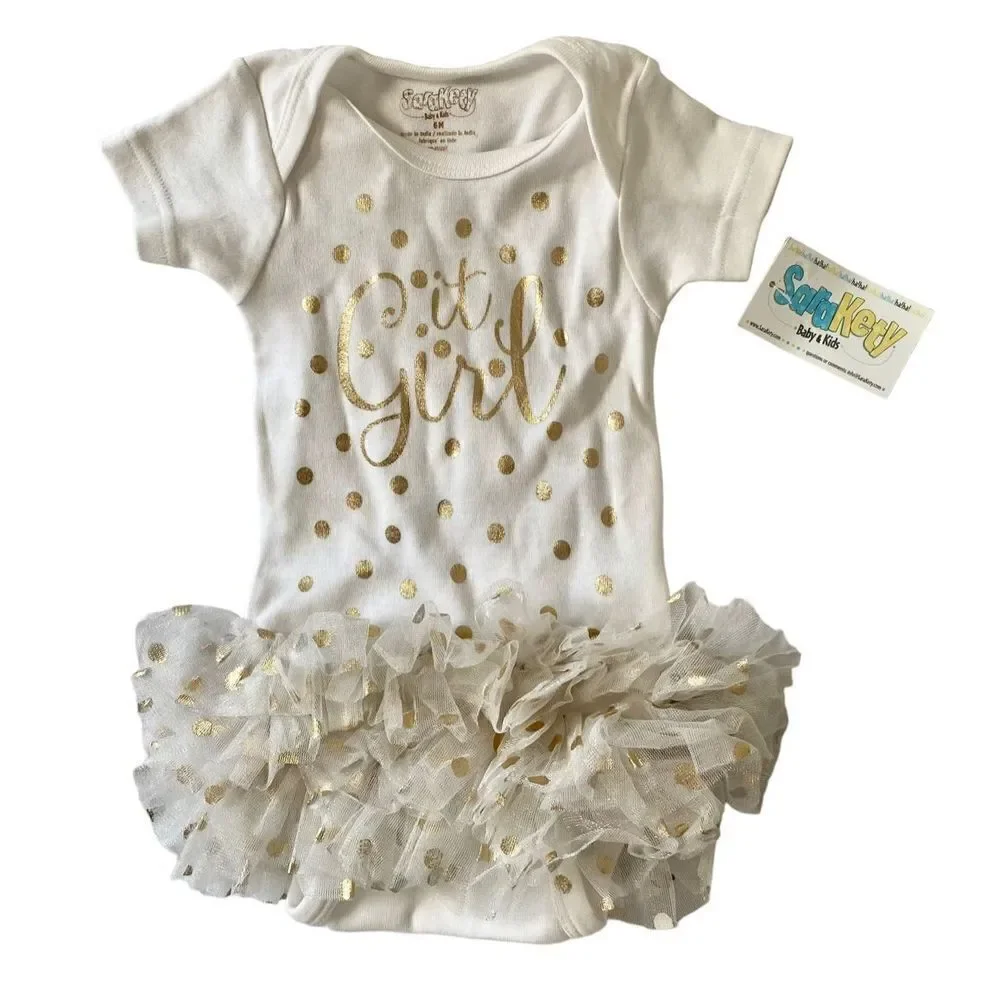 NWT Sara Kety “It Girl” Body Suit with Ruffle Tutu, size:6m